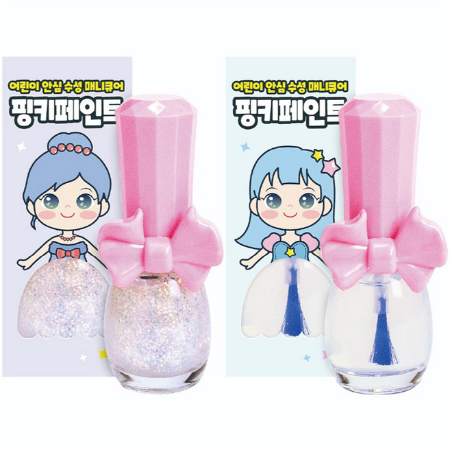 아임핑키 핑키페인트 어린이 매니큐어 9ml x 2종 세트, 트윙클써클, 유리알탑코트, 1세트