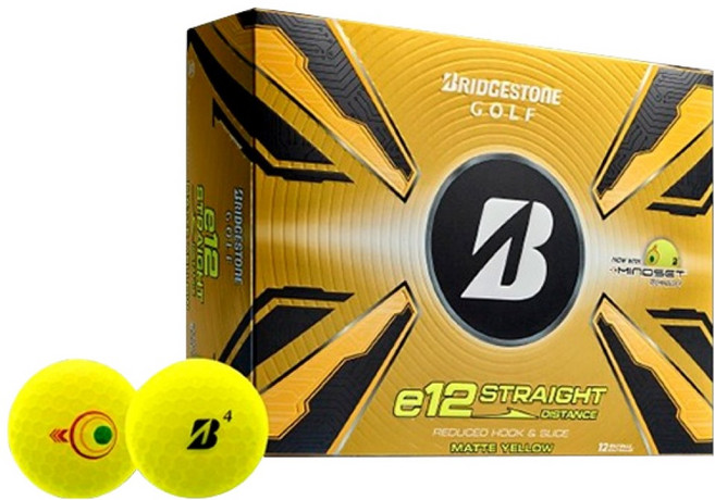 BRIDGESTONE GOLF e12 STRAIGHT 2025年高爾夫球, MATTE YELLOW, 12入, 1個