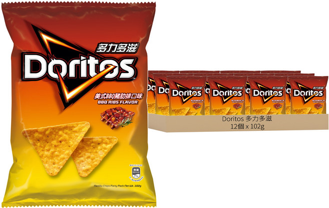 Doritos 多力多滋 美式BBQ 豬肋排口味玉米片, 102g, 12包