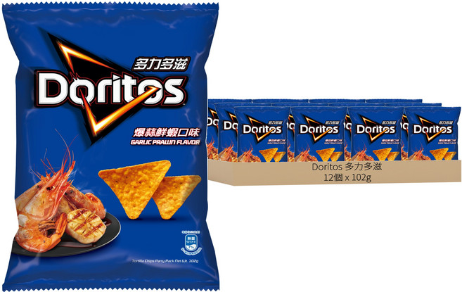Doritos 多力多滋 爆蒜鮮蝦口味玉米片, 102g, 12包