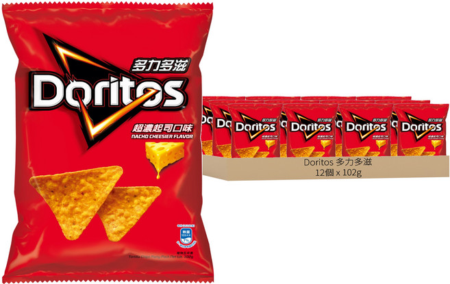Doritos 多力多滋 超濃起司口味玉米片, 102g, 12包