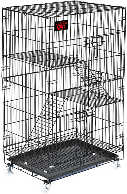 3baby 三個寶 850-4層多功能貓籠, 黑色, 1個