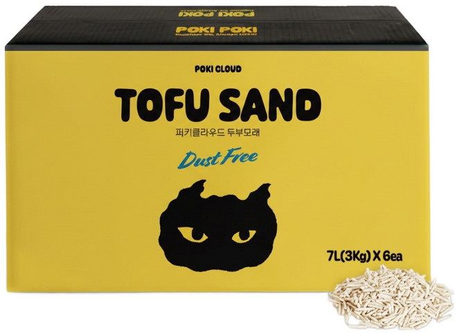 퍼키퍼키 가는입자 고양이 두부모래, 7L, 6개, 오리지날(밀크향)