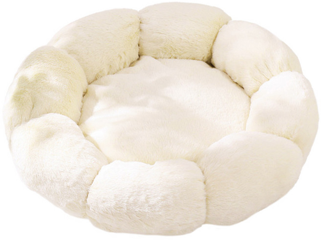 咕沛日常 花朵睡眠窩 貓咪狗狗通用, 米色, 1個