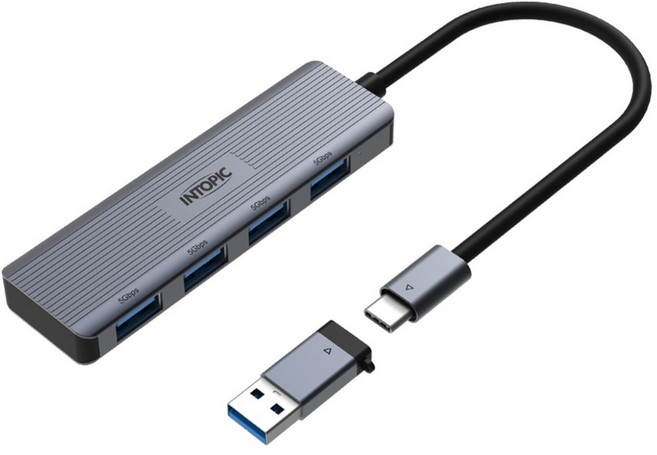 INTOPIC 廣鼎 USB3.2 4孔集線器 HBC-695, 單一顏色, 1個