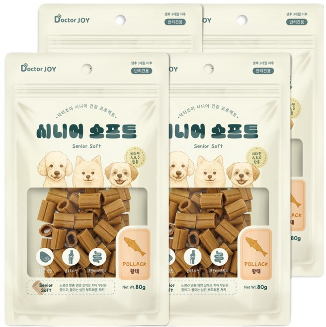 닥터조이 강아지 시니어 소프트 간식, 황태, 80g, 4개