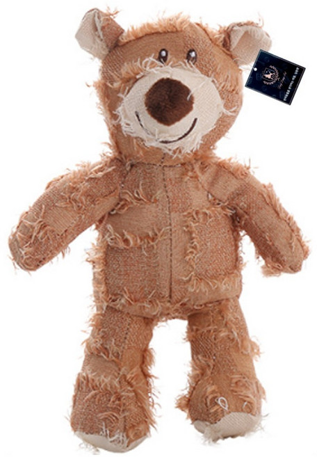 딩동펫 반려동물 빈티지 러프 베어 삑삑이 애착인형, 브라운, 1개