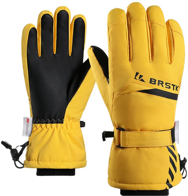 MarketA Pro Winter 觸控滑雪手套 雙手穿戴組, 黃色, 1套