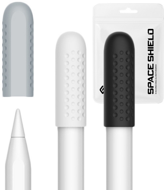 스페이스쉴드 애플 펜슬 Pro 앤 2세대 generation 호환 엠보 논슬립 실리콘 보호 캡 3종 세트, 그레이, 화이트, 블랙, 1세트