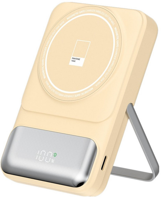 이어맥 빌트인 케이블 마그네틱 보조배터리 10000mAh 멀티단자, PTPB-11, 옐로우