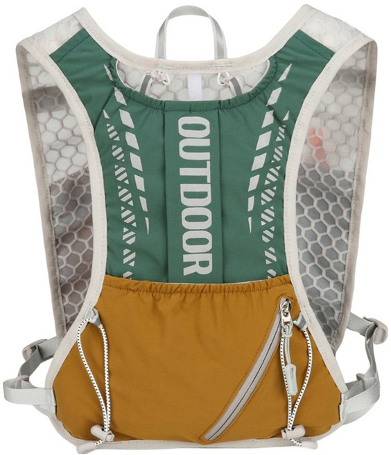 MarketA 跑步 馬拉松 登山 簡易背心包, 綠棕色, 1個