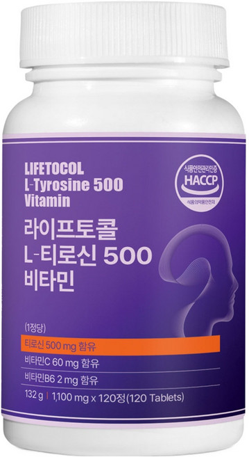 라이프토콜 L 티로신 500 비타민, 120정, 1개