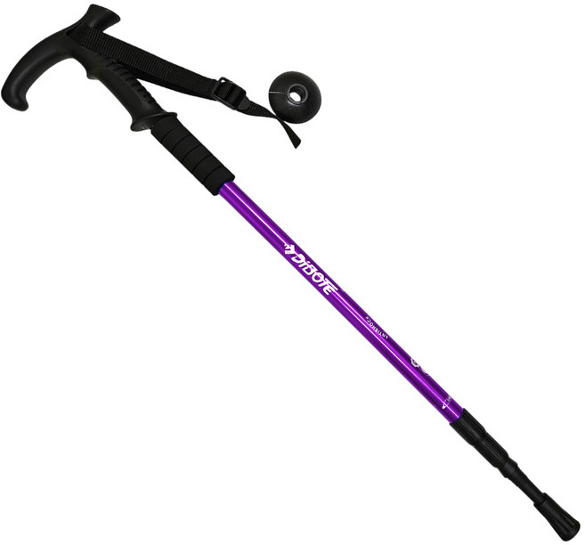 DIBOTE 迪伯特 高強度鋁合金登山杖 彎柄三節 237, 紫色, 1個
