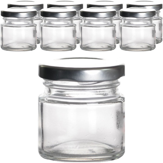 서울패키지 미니 실버캡 원형 유리병, 9개