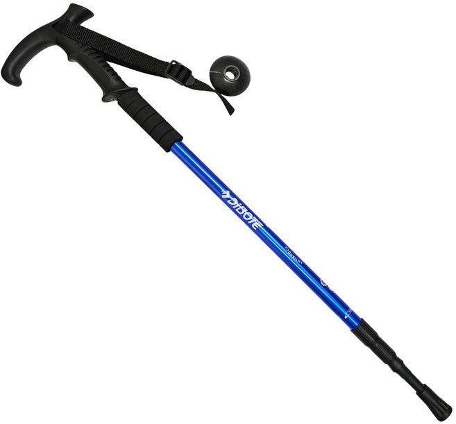 DIBOTE 迪伯特 高強度鋁合金登山杖 彎柄三節 237, 藍色, 1個
