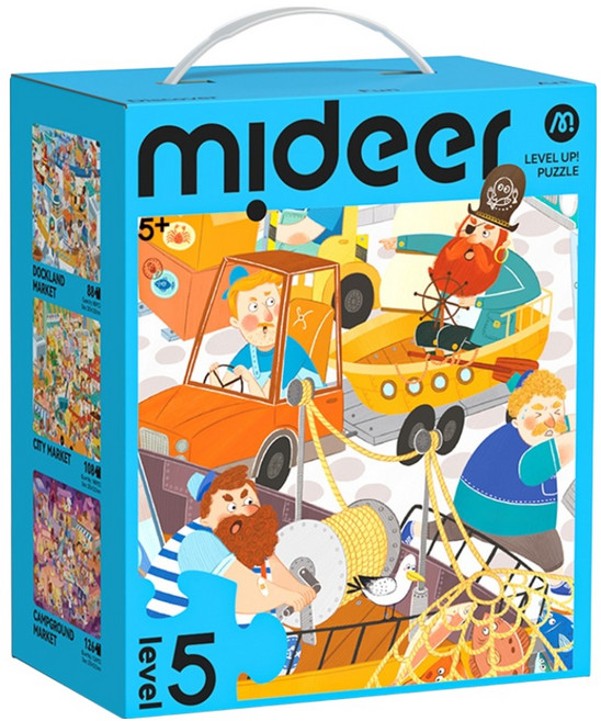 mideer 進階拼圖 5階 收納袋版, 熱鬧鬧市集, 1套, 322片