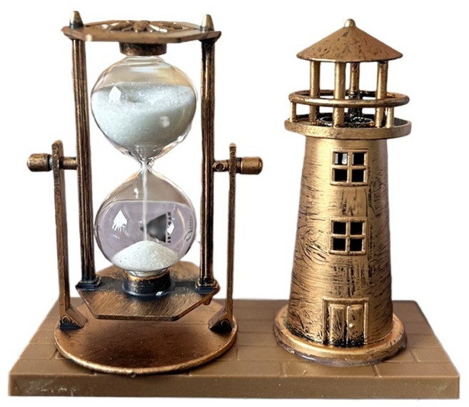아느로 레트로 감성 모래시계 등대 거치대, 청동색