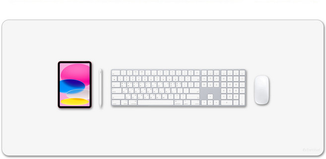 얼리봇 프리미엄 가죽 키보드 대형 마우스 장패드, 밀크 화이트