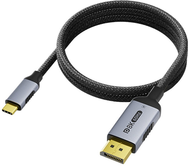 YTEK 양방향 USB C타입 to DP 8K 디스플레이포트 변환 케이블, 1개, 1m