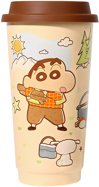 MTuTU 萌兔兔 蠟筆小新 高逸陶瓷馬克杯 560ml, 棕色, 1個
