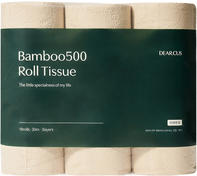 디어커스 3겹 뱀부500 화장지, 30m, 18개입, 1개