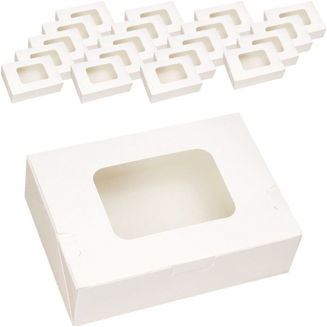 로티니 투명창 원터치 선물상자 직사각 중 180 x 125 x 50 mm, 화이트, 20개