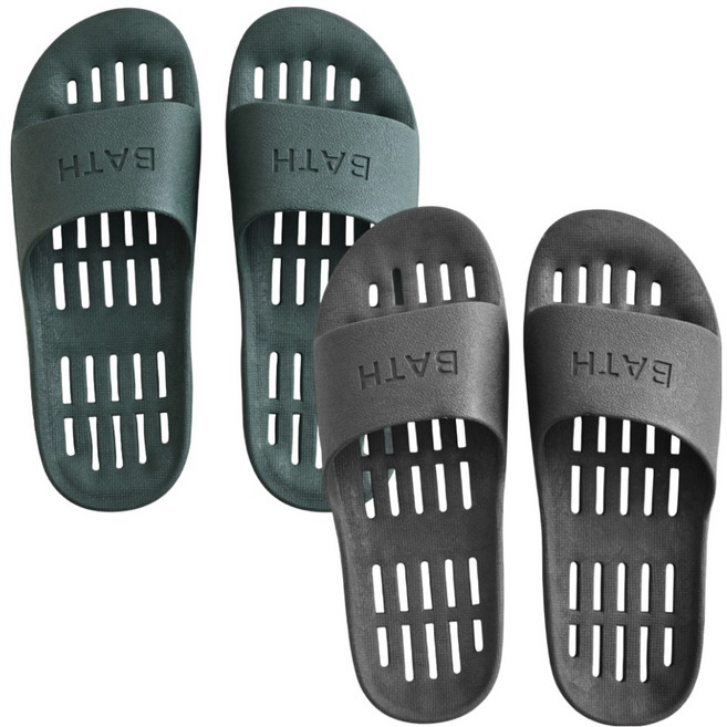 팬톤홈퍼니싱 미끄럼방지 PVC 욕실화 2종 세트, 그린, 차콜, 1세트