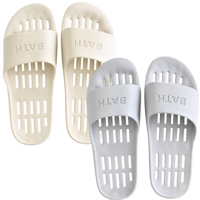 팬톤홈퍼니싱 미끄럼방지 PVC 욕실화 2종 세트, 아이보리, 그레이, 1세트