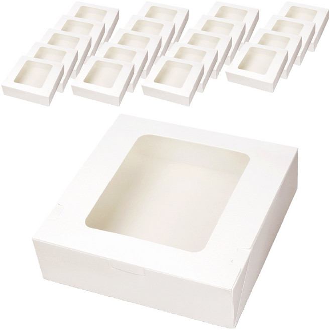 로티니 투명창 원터치 선물상자 정사각 중 180 x 180 x 50 mm, 화이트, 20개