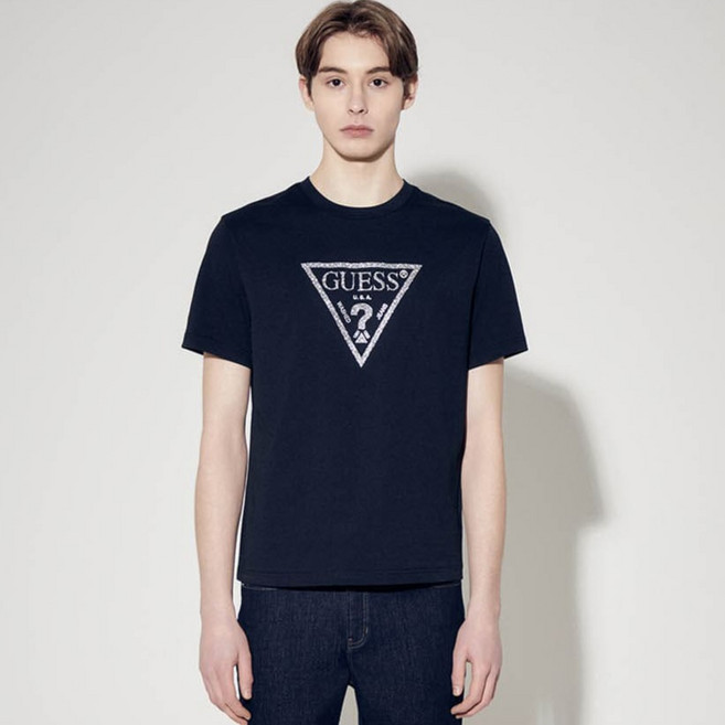 게스 남성용 샤이니 왕삼각 반팔 티셔츠 MP2K9434