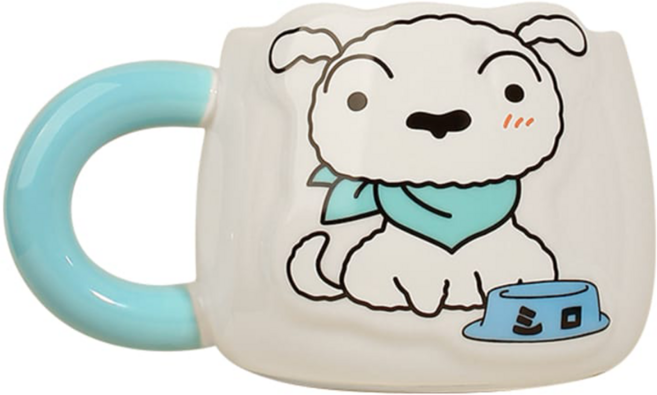 MTuTU 萌兔兔 蠟筆小新 陶瓷萌萌馬克杯 440ml, 藍色, 1個