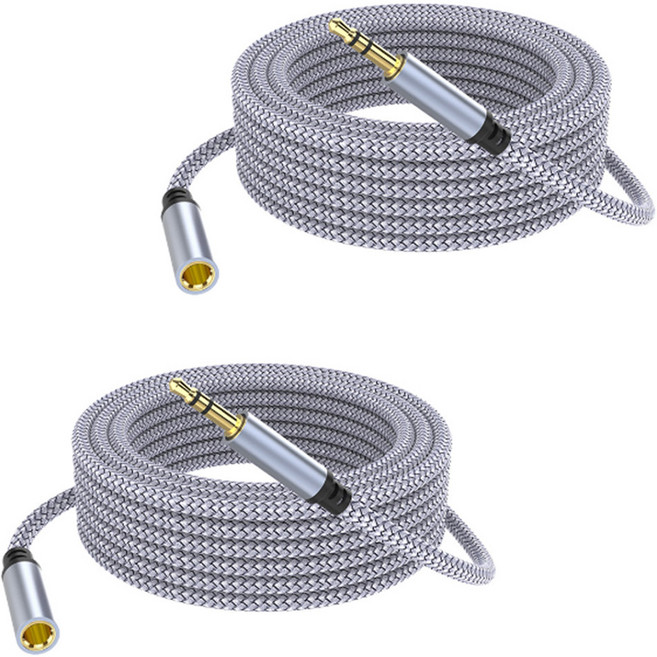 앞날창창 오디오 연장선 연결 케이블 3.5mm, 그레이, 2개