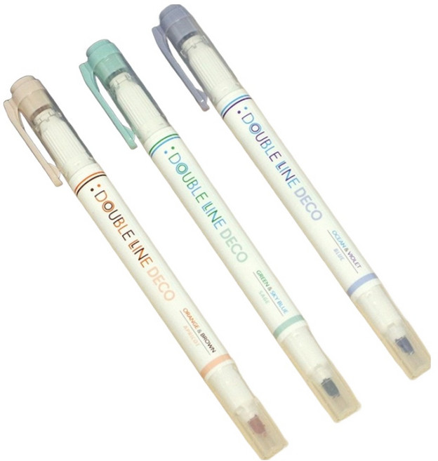 아이코닉 더블라인 데코 다꾸펜 3종 세트, 02 LAKE, 1세트