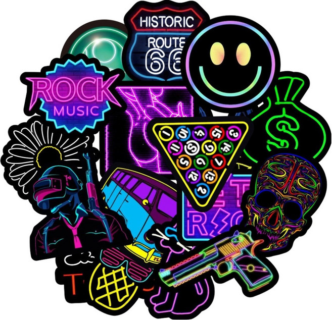 투데이리빙 대용량 프리미엄 네온 방수 스티커 50종 세트, 1, 1세트