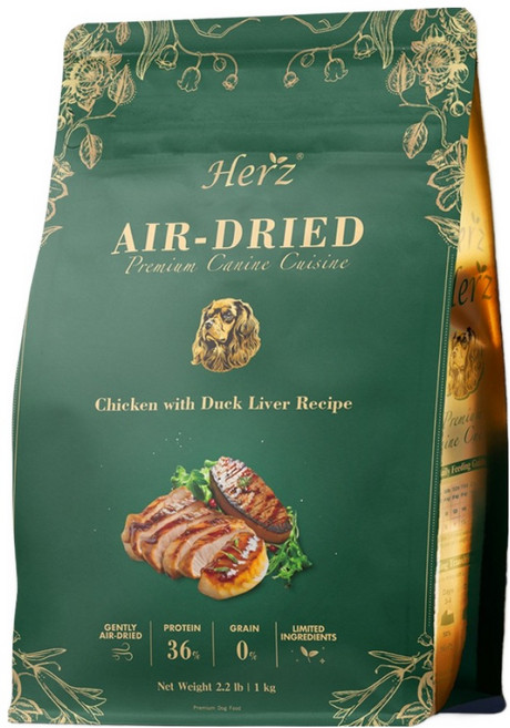 허즈 전연령 강아지 프리미엄 치킨 오리간 레시피 건조사료, 닭+오리, 1kg, 1개