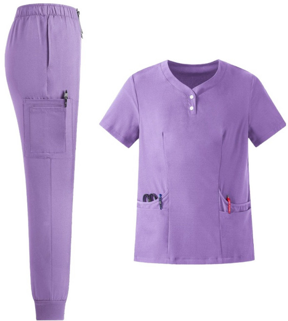 UNHEVE 男女通用鈕扣設計手術服護士服上下套裝