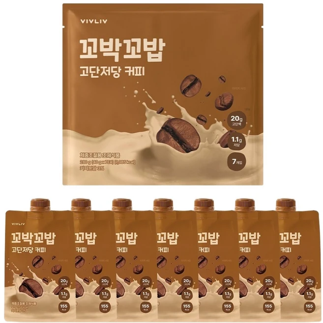 꼬박꼬밥 고단저당 단백질 쉐이크 커피맛 7p, 1개, 280g - 쿠팡