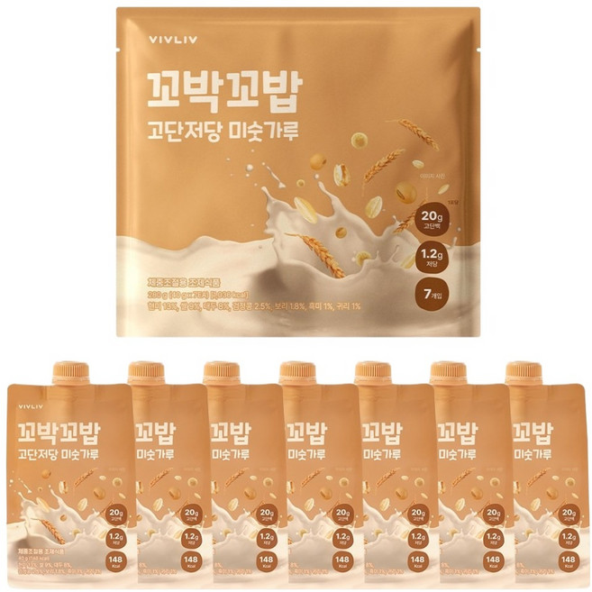 꼬박꼬밥 고단저당 단백질 쉐이크 미숫가루맛 7p, 280g, 1개