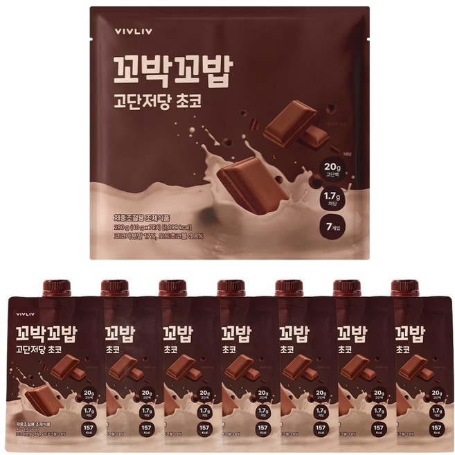 꼬박꼬밥 고단저당 단백질 쉐이크 초코맛 7p, 280g, 1개