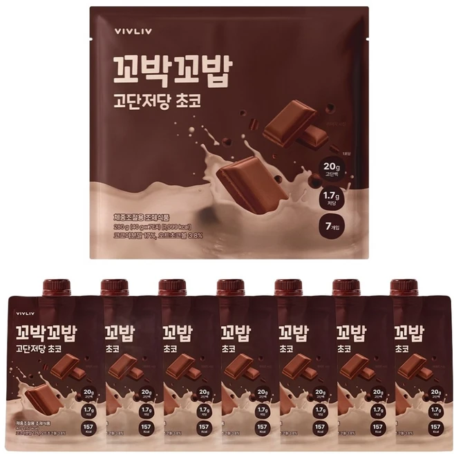 꼬박꼬밥 고단저당 단백질 쉐이크 초코맛 7p, 280g, 1개 - 쿠팡