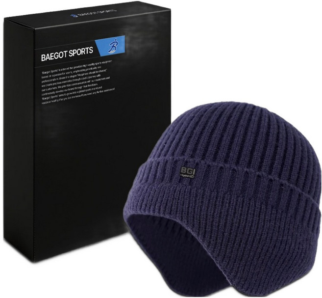 BAEGOT 男士登山針織護耳毛帽 針織帽, 海軍藍