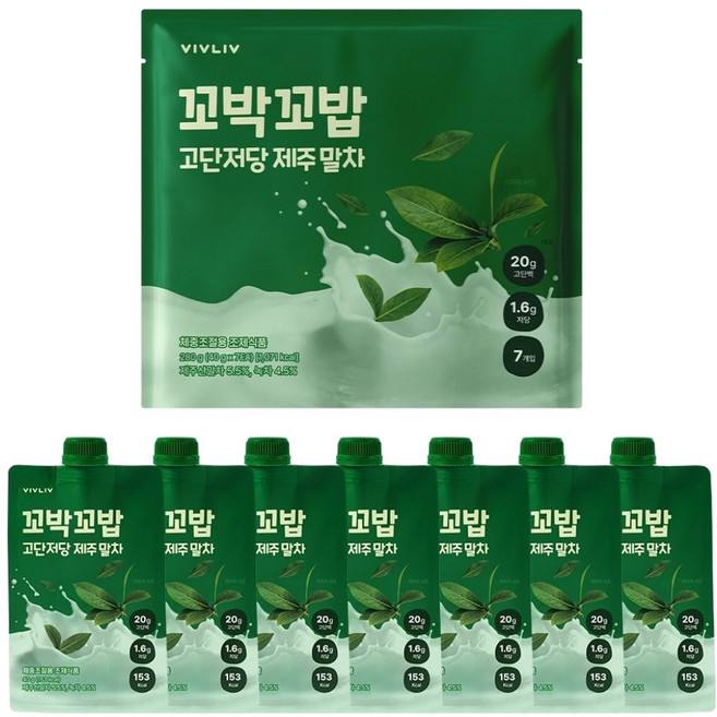 꼬박꼬밥 고단저당 단백질 쉐이크 제주 말차맛, 7개, 40g