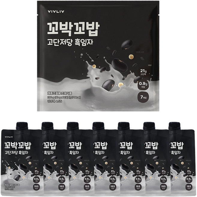 꼬박꼬밥 고단저당 단백질 쉐이크 흑임자맛 7p, 280g, 1개