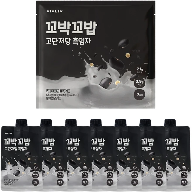 꼬박꼬밥 고단저당 단백질 쉐이크 흑임자맛 7p, 280g, 1개 - 쿠팡