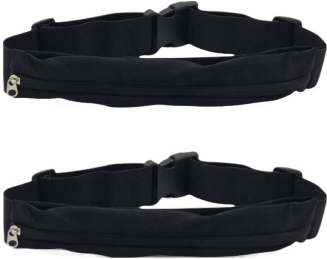 링크코드 스포츠 슬림 허리백, 블랙, 2개