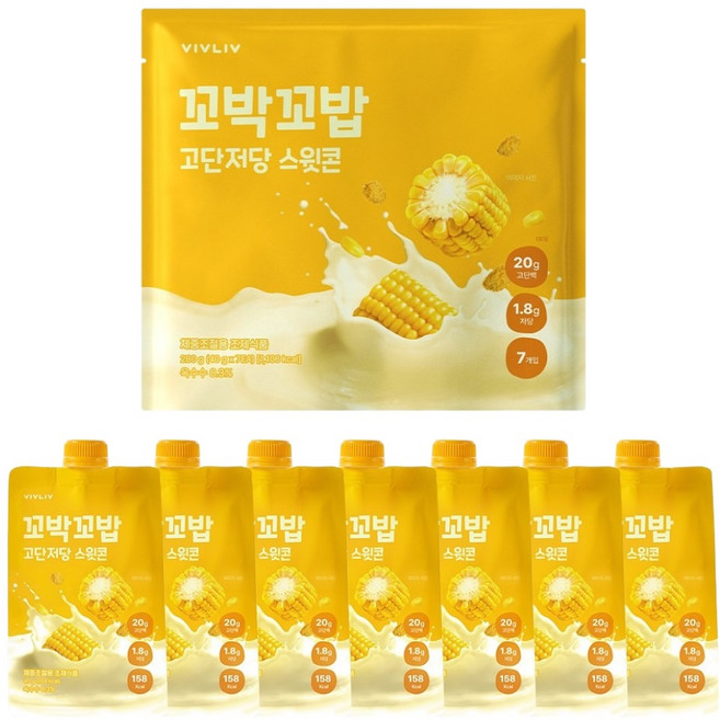 꼬박꼬밥 고단저당 단백질 쉐이크 스윗콘맛 7p, 280g, 1개