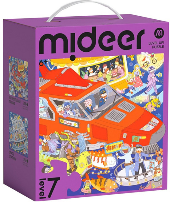 mideer 進階拼圖 7階 太空迷航 收納袋版, 星際列車與太空站, 1套, 460片