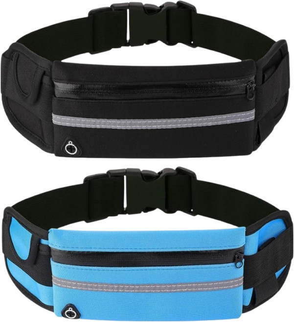 링크코드 러닝 슬림 방수 밸트 백, 블랙, 블루, 2개