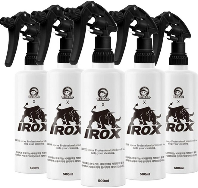 청소해결사 아이록스 내화학성 2중 분사 분무기 500ml, 블랙, 5개
