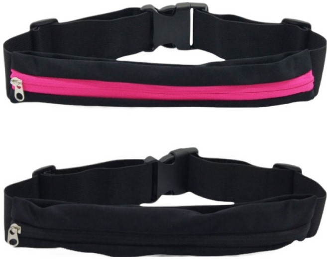 링크코드 스포츠 슬림 허리백, 블랙, 핑크, 2개